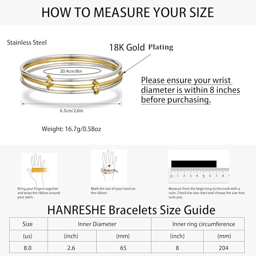 HANRESHE Mixed Metal Bracelet for Women Stack Two Tone Bracelets Trendy Gold And Silver Bracelet Jewelry Gift - color: gold and silver, size: 8.0 Inch