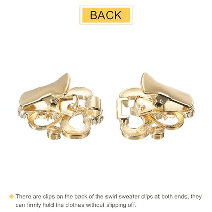 uxcell 2pcs Vintage Sweater Clips, Cape Cloak Clasp Retro Cardigan Clips Shawl Collar Clasp Brooch Clip for Women(Gold)