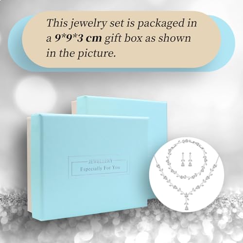 GZWHD Wedding Jewelry Sets for Bride Bridesmaid Women Cubic Zirconia Necklace Earrings Bracelet Set Gift for Mother Friend Wife Daughter Sister Party Prom Jewelry - color: White