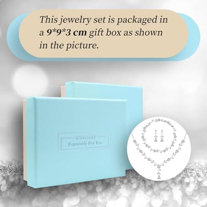 GZWHD Wedding Jewelry Sets for Bride Bridesmaid Women Cubic Zirconia Necklace Earrings Bracelet Set Gift for Mother Friend Wife Daughter Sister Party Prom Jewelry - color: White