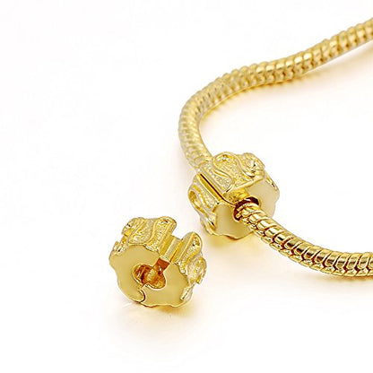 RUBYCA 20pcs Gold Color Clip Lock Stopper Clasp Beads DIY fit European Charm Bracelet Model 077 - color: Model 077 Gold Plated, size: 20 PCS