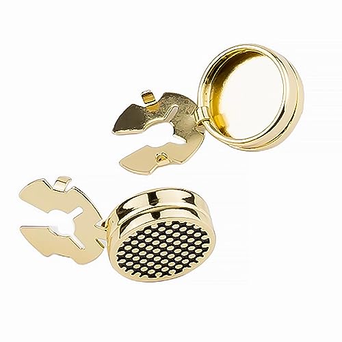 Mens Button Covers Tuxedo Shirt Cufflinks Alternative | Fake cufflinks and alternative fashion jewelry accessories for mens formal business dress shirts suits and groomsmen - color: A black Golden