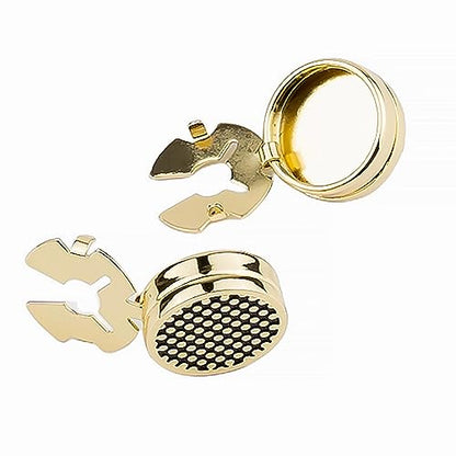 Mens Button Covers Tuxedo Shirt Cufflinks Alternative | Fake cufflinks and alternative fashion jewelry accessories for mens formal business dress shirts suits and groomsmen - color: A black Golden