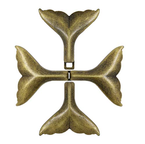 bezelry 3 Pairs Whale Tail Cape or Cloak Clasp Fasteners. 62mm x 35mm Fastened. Sew On Hooks and Eyes Cardigan Clip (Antique Brass) - color: Antique Brass