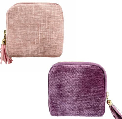 2PCS Small Travel Jewelry Case Portable Organizer Mini (pink+purple) - color: pink+purple