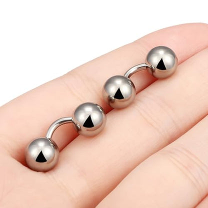 G23 Titanium 16G 14G 12G Big Piercing Balls PA Rings Piercing Jewelry Hypoallergenic Externally Threaded Curved Barbell VCH Piercing Jewelry Women Men 6mm 8mm 10mm Balls - style: 14G Titanium-6mm bars-8mm balls