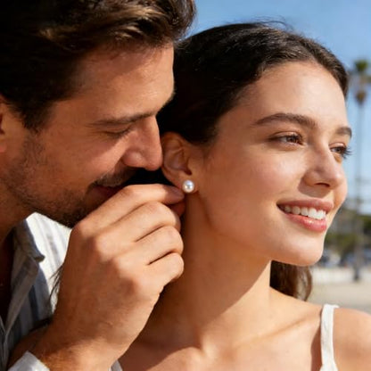 12 Pairs Pearl Stud Earrings for Women | White Pearl CZ Ball Hypoallergenic Earrings, Bridal Simulated Pearl Rhinestone Pearls Stud Earrings Jewelry Set for Wedding - color: White