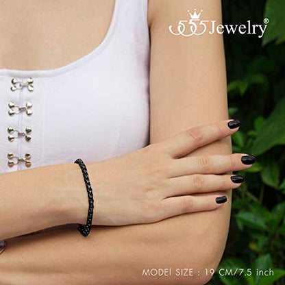 555Jewelry 5mm Stainless Steel Box Chain Bracelet for Men & Women, 6.5 to 9 Inch - color: Black