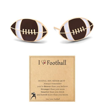 Gold Stud Earring Gifts For Teens Women Hypoallergenic Golf Baseball Football Basketball Soccer Volleyball Sport Earrings For Women - color: Football earring