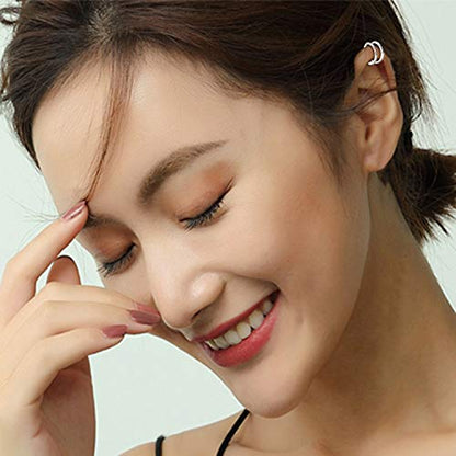 YFN Ear Cuff Wrap Earrings 925 Sterling Silver Non Pierced Cartilage Earring for Women Jewelry Gifts - color: White