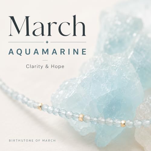 ARSIS Genuine Beaded Gemstone Necklace for Women, Colorful Natural Stone Handmade Bead Choker, Personalized Birthstone Necklace, Boho Summer Beach Necklace Layering Stackable Jewelry Gift - color: Aquamarine (March)