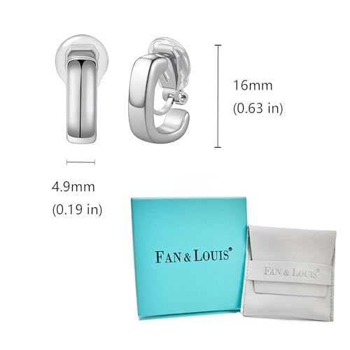 FAN&LOUIS Gold Clip On Earrings for Women，24K Gold Plated Chunky Hoop Earrings for Non-Pierced Ears Small Hypoallergenic Lightweight U Shaped Clip-On - style: Gold and Silver