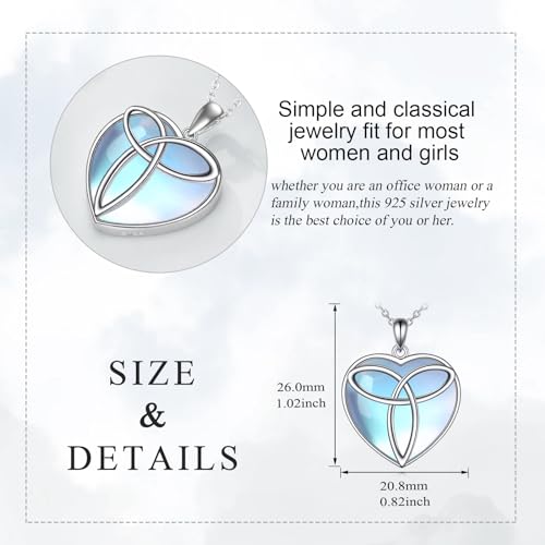 YAFEINI 925 Sterling Silver Moonstone Necklace Filigree Teardrop Pendant Necklace Jewelry for Women Girls - color: W-Moonstone Celtic Trinity Necklace