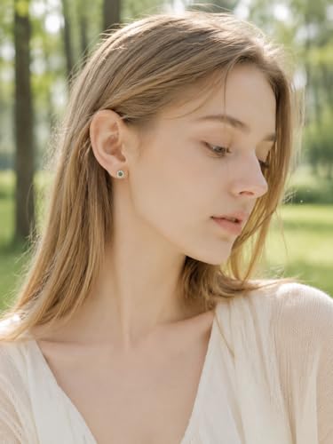 CoBi Halo Stud Earrings for Women, Cubic Zirconia Earrings, Birthstone Heart Earrings Simulated Diamond Valentine's Day - color: Emerald