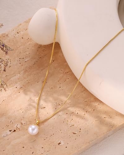 Pearl Necklaces for Women Trendy 14k Gold Plated Cubic Zirconia Pearl Pendant Necklace Valentines Day Wedding Birthday Mother's Day Gifts Dainty Gold Necklace for Women - color: Style 5 - Gold Necklace