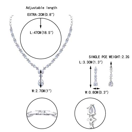 EVER FAITH Pear Shaped Cubic Zirconia Bridal Wedding Jewelry Set for Women | Gorgeous Water Drop Bride Necklace Dangle Earrings, for Bride Bridesmaid - color: Clear