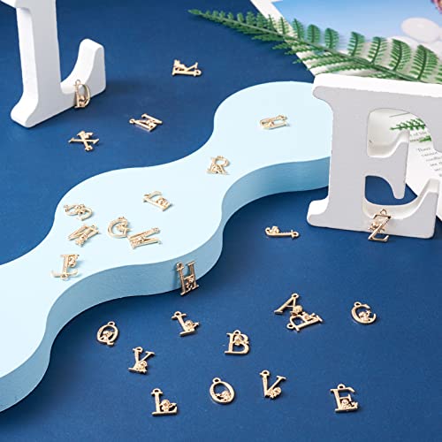 Craftdady Letter Charms Capital Pendants Mixed A-Z Initial Letter Number Charms DIY Bracelet Necklace Pendants for Jewelry Making, Gold, Antique Silver, Platinum - color: Light Gold, With Flower