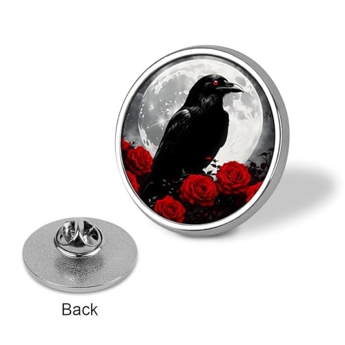 Gothic Raven Flowers Badge Pin Round Badge Metal Button Badges Brooch Lapel Pin for Men Women 1 Inch - color: style-5