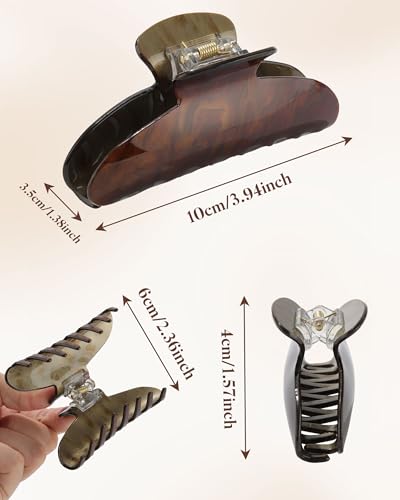 Molans 3PCS Hair Claw Clips Acrylic Clamps for women - Non-slip Strong Hold Barrettes for Thin Thick Hair, Medium hair clips Accessories - color: black/red/brown