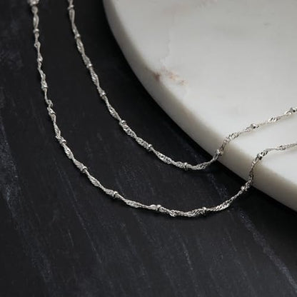 Milla Double Necklaces for Women, Trendy Double Chain Necklace Set | Stylish Gold Necklace Stack and Silver Layered Necklaces for Women made with 14K Gold Plated and Silver Plated Materials - color: Singapore Beaded / Silver