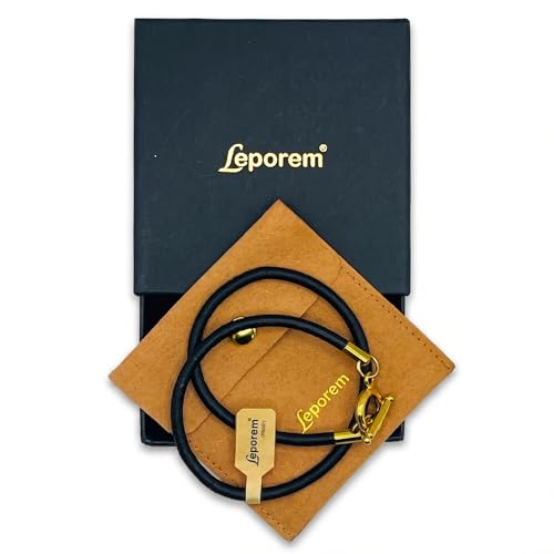 Leporem Handmade 4mm Black Cowhide Cord Necklace 18K Gold Plated Stainless Steel Toggle Clasp Unisex Minimalist Jewelry Base