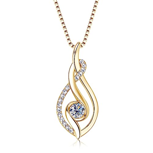 Moissanite Infinity Pendant Necklace for Women | 4mm D Color Moissanite 925 Sterling Silver Infinity Knot Necklace for Mom Wife Birthday Jewelry Gifts - color: Gold