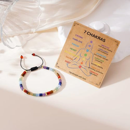 Healing Crystal Bracelet Jewelry Gifts for Women | Triple Protection/Stress Relief/New Beginnings/Good Luck/Empath Protection, Christmas, Birthday - color: 7 CHAKRAS-Gold