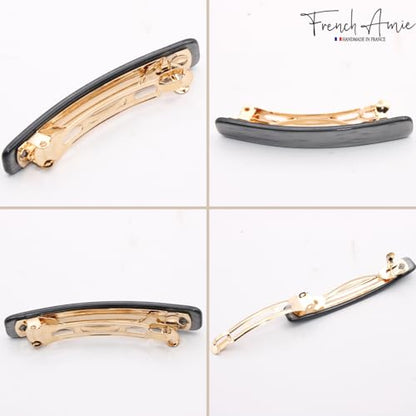 French Amie Bar Metallic Grey Small 2 1/4 Inch Hair Clip Barrette | Handmade Cellulose Acetate Durable Grip For Women Girls Teens Everyday Style - color: Metallic Grey