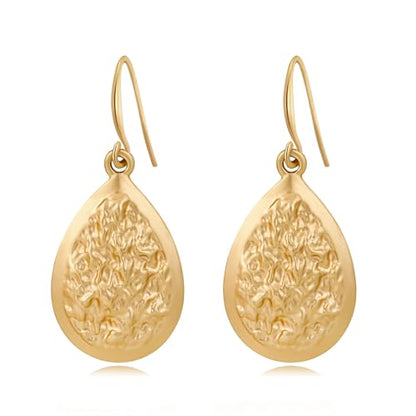 Gold Earrings 14k Gold Plated Hoop Earrings Dainty Pearl hoop Disc Coin Bead Starfish Teardrop Circle Dangle Drop Earrings for Women Hypoallergenic Jewelry Gifts - color: Teardrop Dangle-Gold