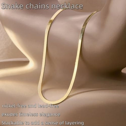LUCA SMITH Gold Chains for Women & Men, 14K Gold Foxtail Chain Necklace Herringbone Chain Necklace Flat snake Chains 14K Gold Simple Layered Fashion Jewelry Gift for Women 18in 20in 22in 24in - size: 18in, style: Herringbone Chain-Premium Style