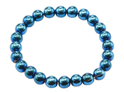 Amazing Gemstone Blue Hematite Crystal Bracelet for Women Men's Gifts - Protection Healing Crystal Bracelet - 8mm Gemstone Beaded Stretchable Bracelet Pulseras Para Hombres Mujer Stocking Stuffers Mothers Day Gift - color: Blue Hematite
