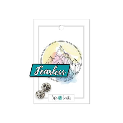 Inspirational Enamel Pin by LifeBeats | Cute Pin for Clothes, Jackets, Hats, Bags, and Lanyards | Hat Pin Comes with a Greeting Card | Lapel Pin with Sturdy Backing - style: Fearless