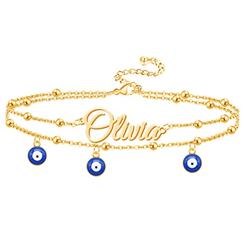 Ankle Bracelet for Women Personalized Name Anklet 18K Gold Plated Custom Dainty Anklet Bracelet Beach Jewelry for Girlfriend - color: Style 12