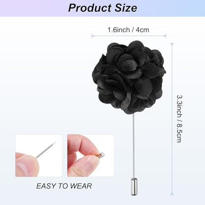 M METERXITY Flower Lapel Pins for Men, Boutonnieres Pin Camellia Flower Groom Boutonnieres for Wedding/Graduation - color: Black