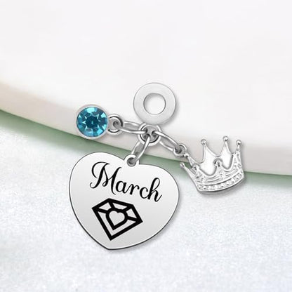 Birthday Gifts for Women Birthstone Charms for Bracelets Necklaces Jewelry Gift for Mom Wife Daughter Granddaughter Niece Sister Girlfriend - color: March