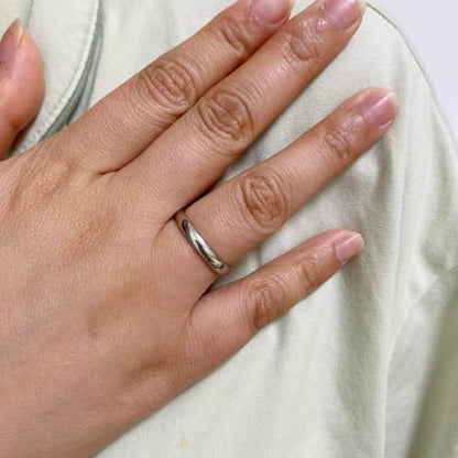 3mm Plain Stacking Band Statement Wedding Promise Ring For Women | Stainless Steel,Classical Domed Design,Tarnish Resistant,Waterproof & Sweatproof,Daily Basic Jewelry,for Couples - color: Silver