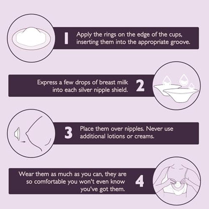 Boboduck 925 Silver Nipple Covers Breastfeeding - The Original Silver Nursing Cups - Protect and Soothe Sore Nipples - Silver Nipple Shield Guards with Soft Silicone Ring - size: Regular