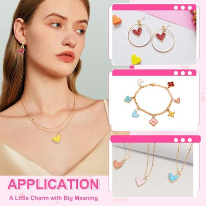 MECCANIXITY Enamel Alloy Heart Charm,Valentine Heart Pendants Love Jewelry Making Charm for DIY Necklace Bracelet Earrings Keychain - color: White