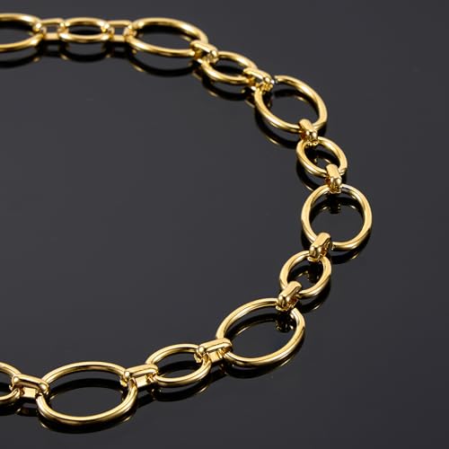 UMAOKANG 2 Meters Stainless Steel Oval Chain on Spool Gold Plated Chains for Jewelry Making Men and Women Chain Necklace DIY - color: Oval Gold