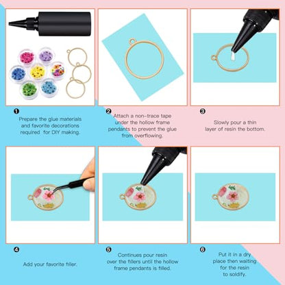 50pcs Open Bezel Pendants 5 Styles Hollow Bezel Pendants Open Frame Pendant Geometric Pressed Flower Frame for Resin Casting, Necklace, Earrings, Pressed Flower, DIY Crafts(K Gold,White K) - color: 50pcs;K Gold,White K;5 Styles