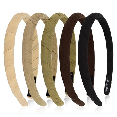 WHAVEL Headbands for Women - 5 Pack Thin Headband Non-Slip Fabric Hairband Fashion Head Bands for Women's Hair