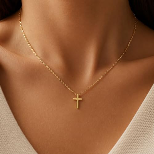 Gold Neklace Stack Dainty Gold Herringbone Necklace for Women Layered Paperclip Chain Necklaces Rhinestone Drop Simple Jewelry Gifts for Women - color: A1:cross
