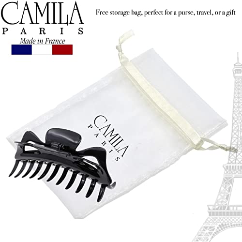 Camila Paris CP117 French Large Hair Clips for Women Thick Hair for Long Curly Wavy Hair, Girls Hair Claw Clip, Durable Styling Big Claw Clip for Thick Hair, Strong Hold No Slip Grip, Made in France - color: Black 6"