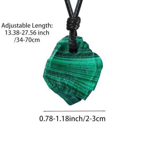 FANASY Natural Raw Crystal Necklace for Women Irregular Stone Necklaces Spiritual Gemstone Pendant with Adjustable Rope - color: Malachite