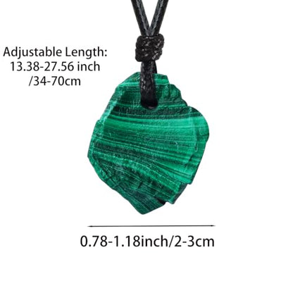 FANASY Natural Raw Crystal Necklace for Women Irregular Stone Necklaces Spiritual Gemstone Pendant with Adjustable Rope - color: Malachite