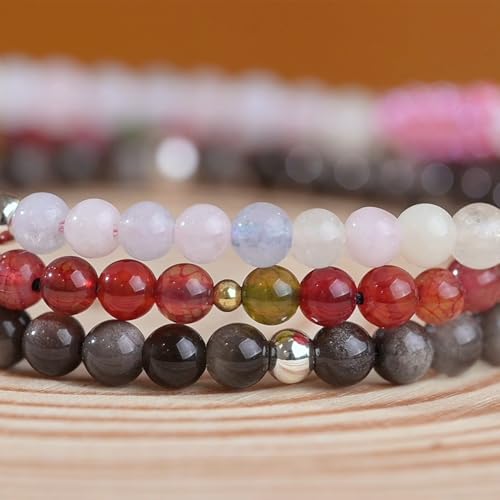 Natural Stone&925 Sterling Silver/18K Gold Anklet,│4MM│9-12 in│, Hand Woven, Adjustable Size - color: Colourful Tourmaline Anklet，4MM