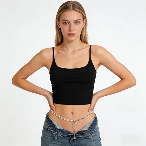 Eohak O-Ring Metal Waist Chain for Women Adjustable Metal Waist Belt Belly Link for Jeans Dress - color: Silver