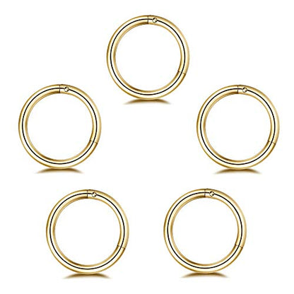 5Pcs Stainless Steel 16G 18G Sleeper Hoop Earrings for Women Men Septum Hinged Clicker Nose Lip Ring Helix Daith Cartilage Tragus Piercings Tiny Small Huggie Hoops Hypoallergenic Sensitive Ears Jewelry - style: 8mm in Gold 16G