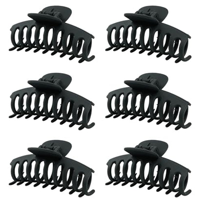 Medium Hair Claw Clips for Thin and Medium Thick Hair, Strong Hold Hair Clips for Fine Hair, Non-slip Cute Claw Clips for Women and Girls, Extra Lightweight Matte Jaw clips (Black) - color: Black