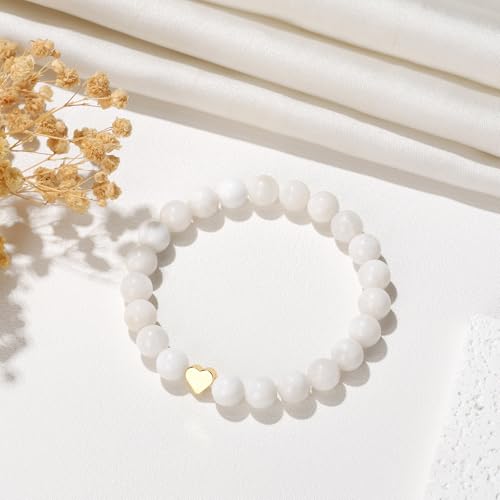 Healing Bracelet For Women Anxiety Beaded Bracelets Jewelry Healing Stone Crystal Bracelet Stress Relief Yoga Beads Chakra Bracelets Gifts For Women pink - color: Heart-Moonstone